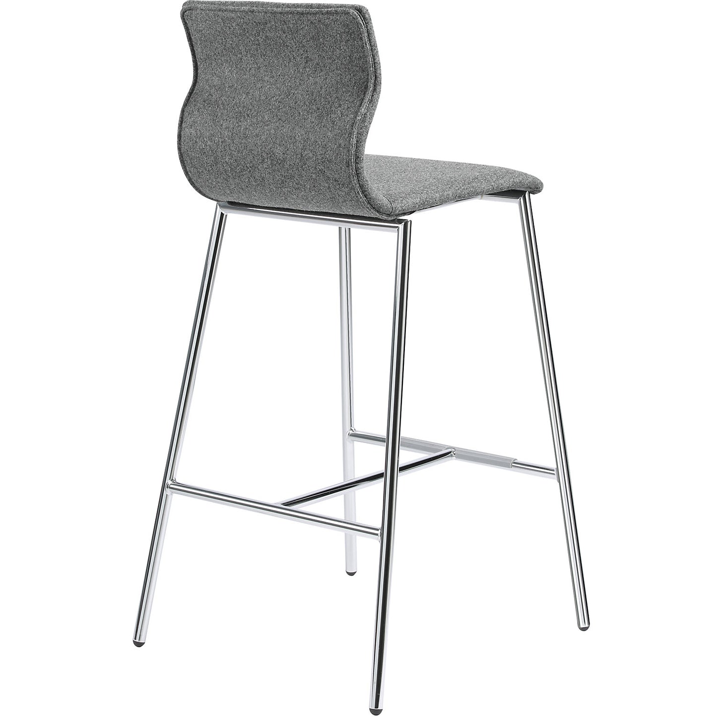 EVORA bar stool, upholstered, chrome plated frame, dark grey.