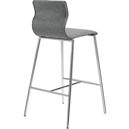 EVORA bar stool, upholstered, chrome plated frame, dark grey.