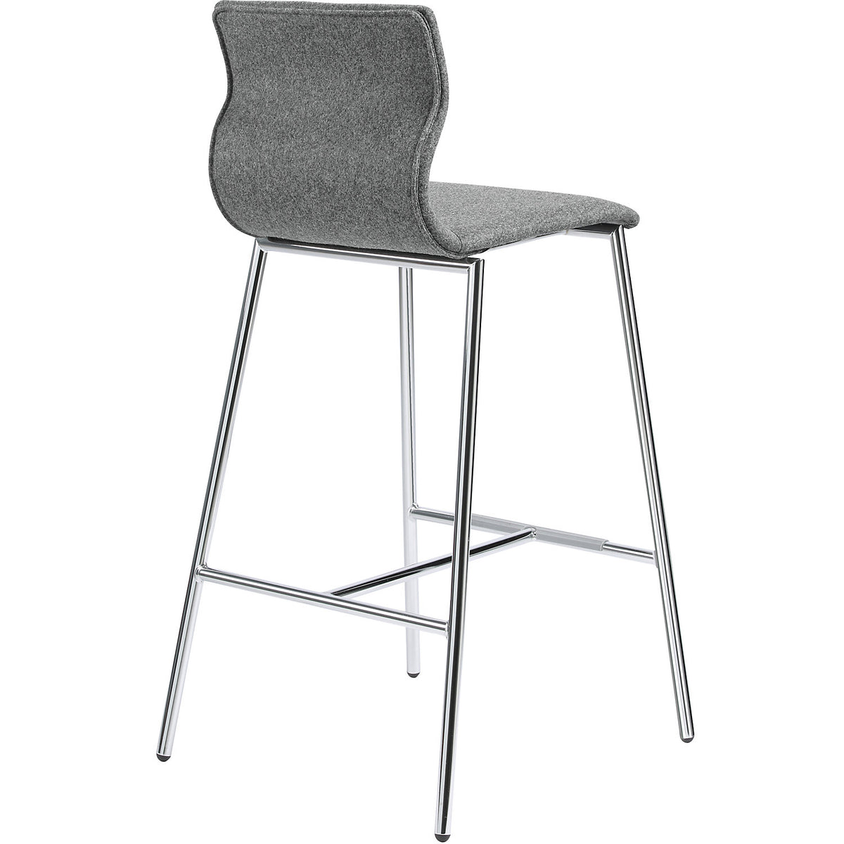 EVORA bar stool, upholstered, chrome plated frame, dark grey.