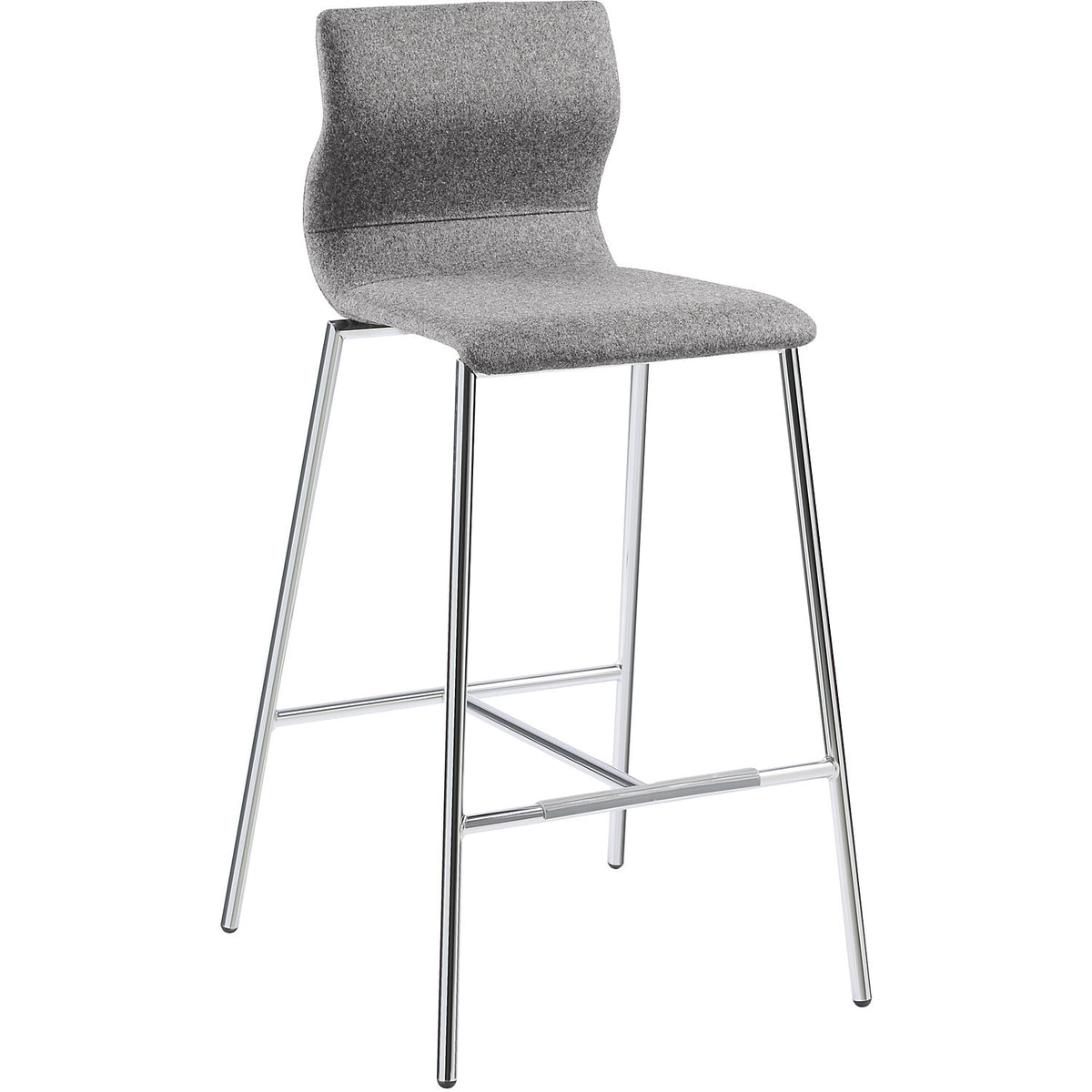 EVORA bar stool, upholstered, chrome plated frame, dark grey.