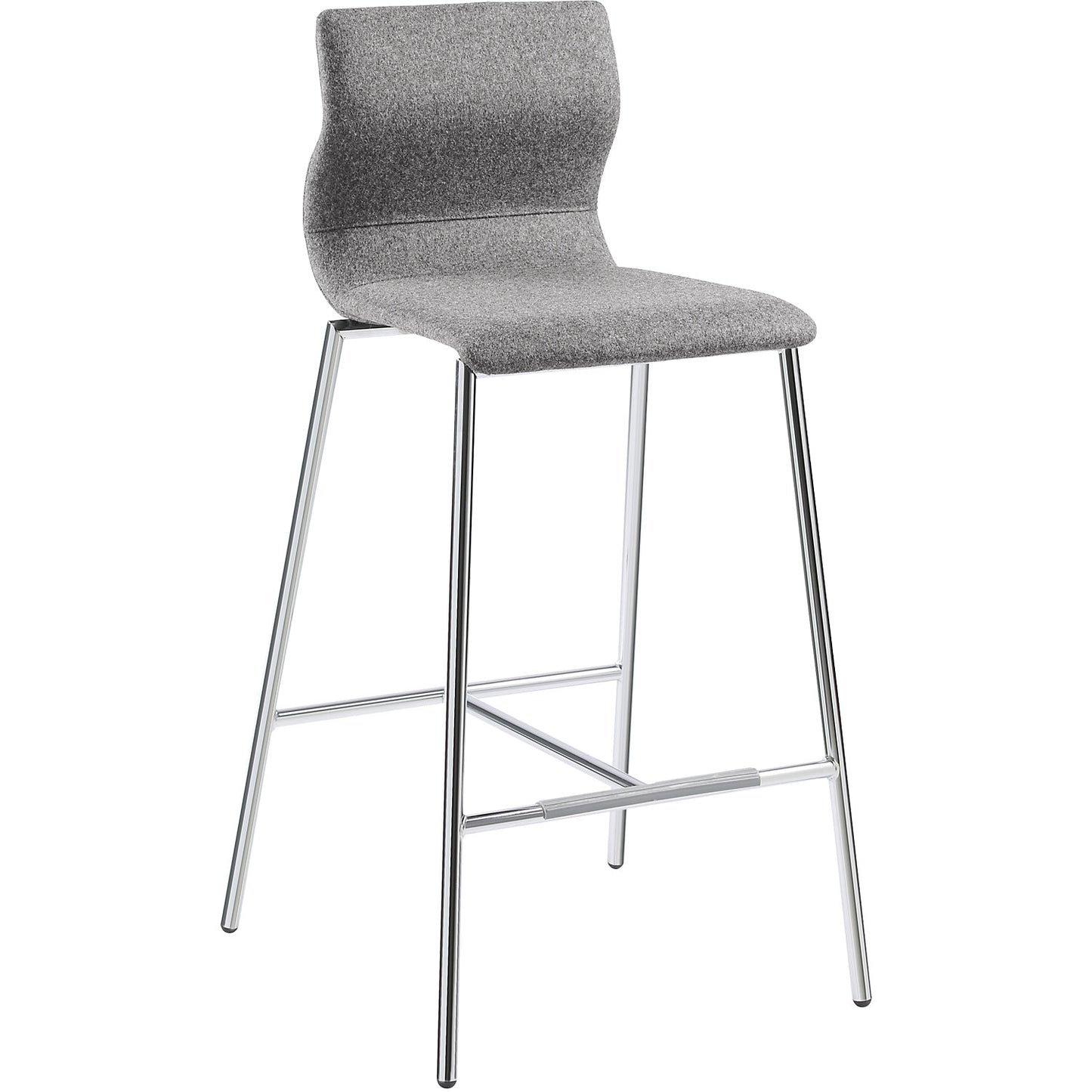 EVORA bar stool, upholstered, chrome plated frame, dark grey.