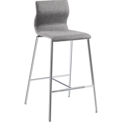 EVORA bar stool, upholstered, chrome plated frame, dark grey.