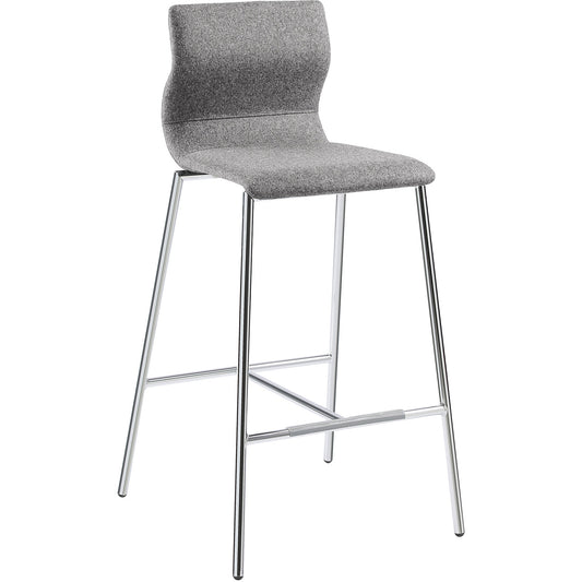 EVORA bar stool, upholstered, chrome plated frame, dark grey.