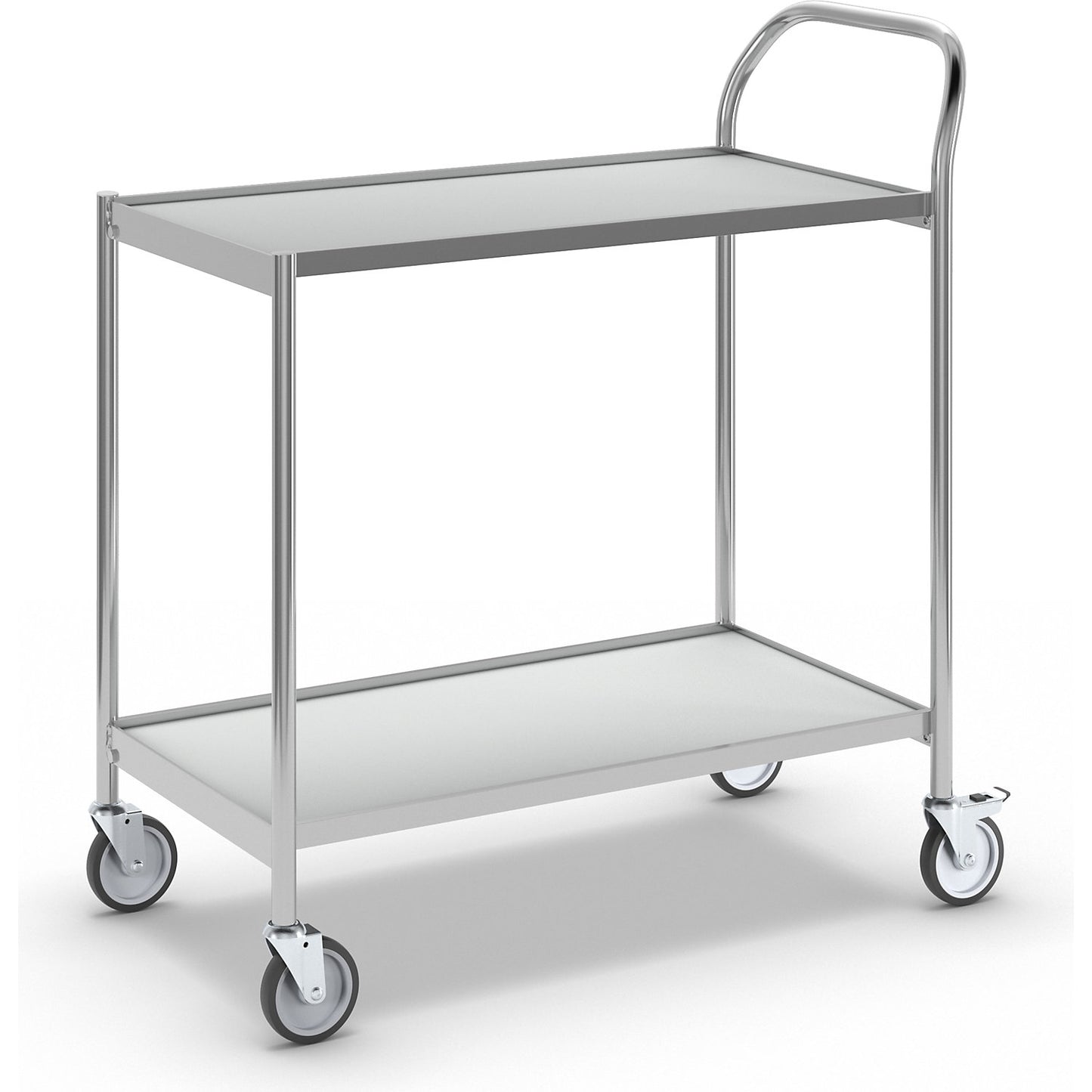 Table trolley, 2 shelves, LxW 800 x 420 mm, chrome/grey.