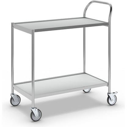 Table trolley, 2 shelves, LxW 800 x 420 mm, chrome/grey.