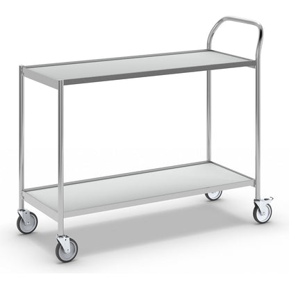 Table trolley, 2 shelves, LxW 1000 x 420 mm, chrome/grey.