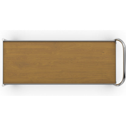 Table trolley, 2 shelves, LxW 1000 x 420 mm, chrome/oak.