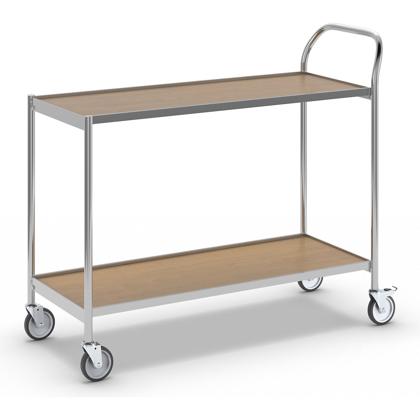 Table trolley, 2 shelves, LxW 1000 x 420 mm, chrome/oak.