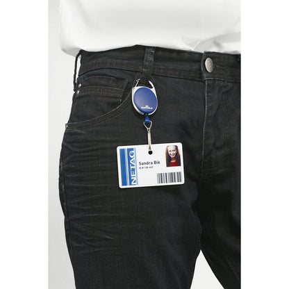 YOYO STYLE ID badge holder, with snap hook fastener, pack of 20, blue.