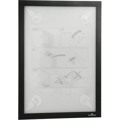 DURAFRAME® WALLPAPER display frame, for sensitive surfaces, e.g. wallpaper, for A4 format, black, pack of 5.