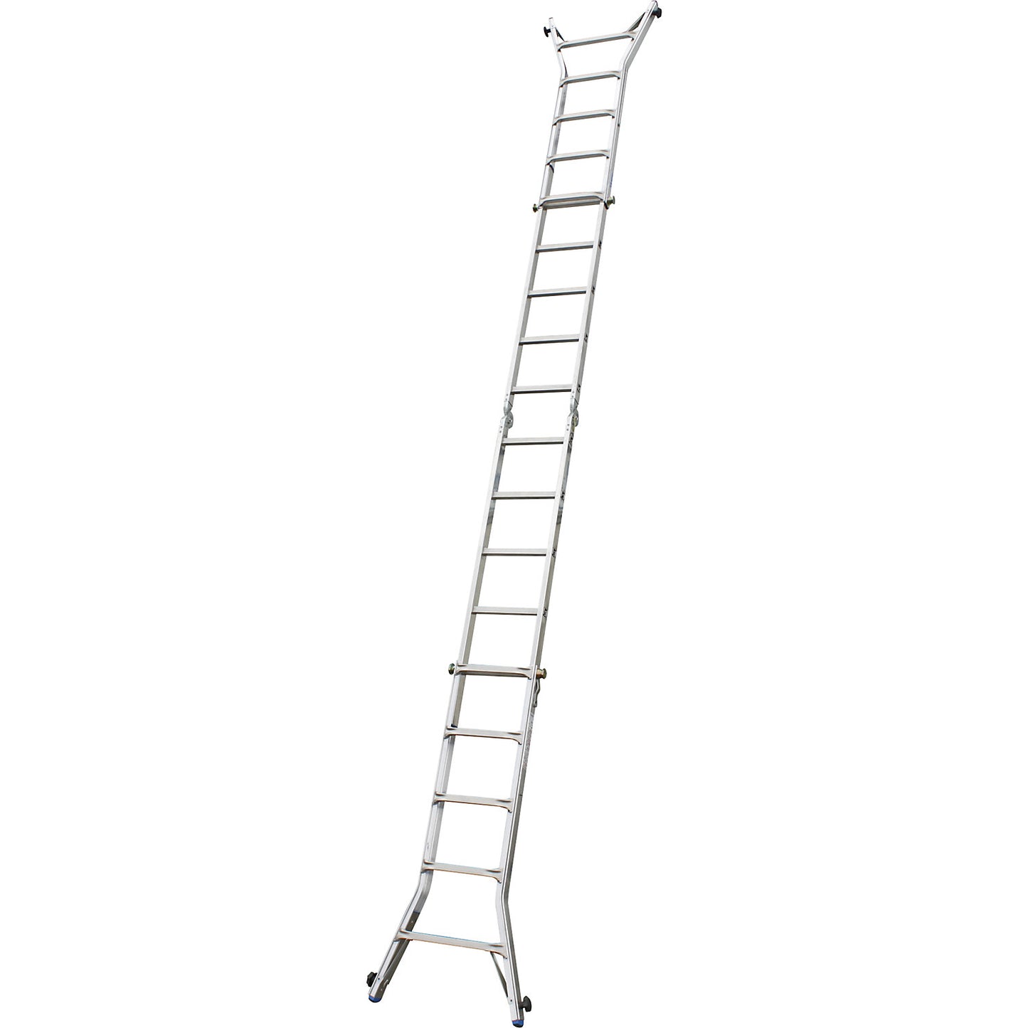 Hinged telescopic ladder, can be used as a step ladder or lean to ladder, 4 x 5 rungs.