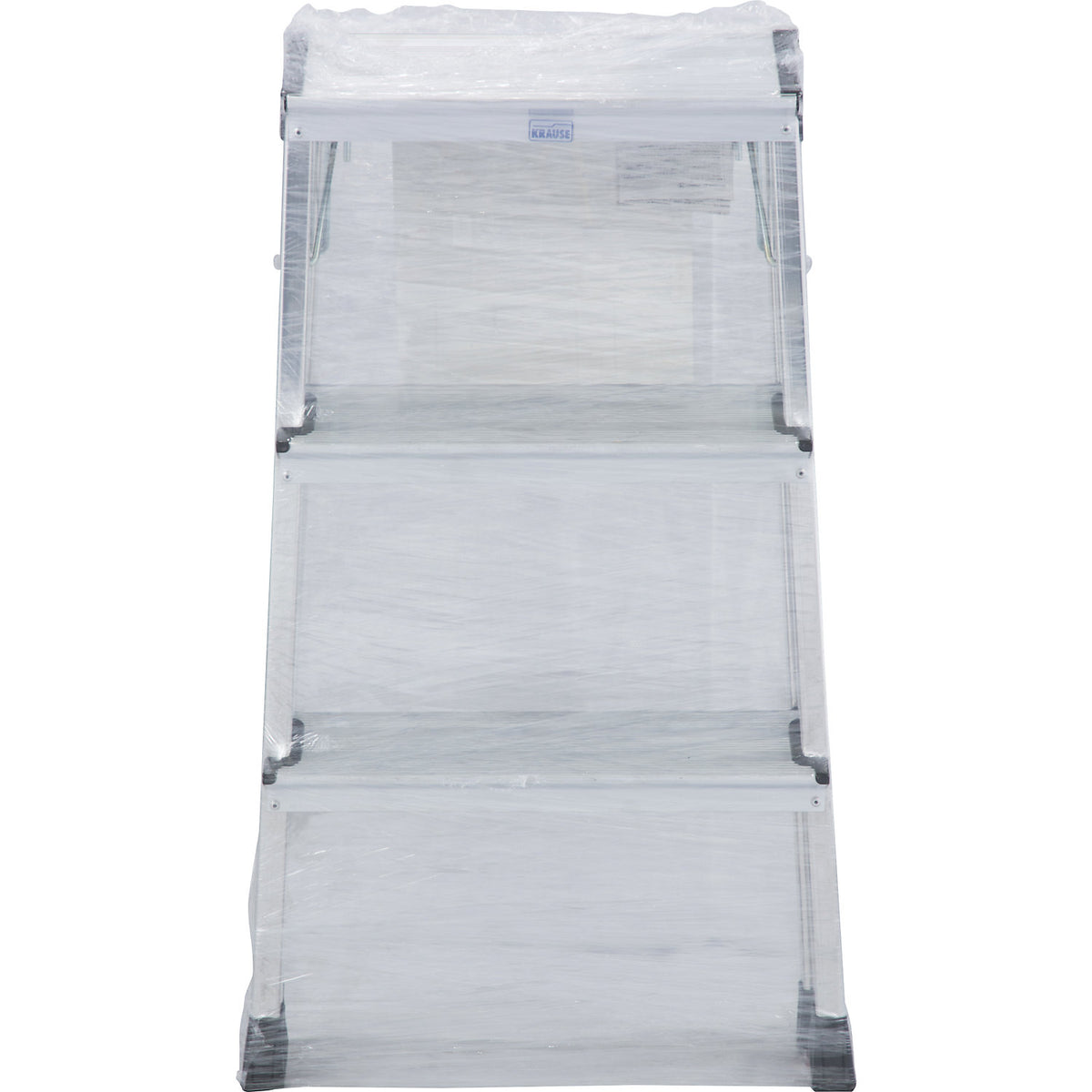 Aluminium folding step, with castors, 2 x 3 steps, aluminium silver.