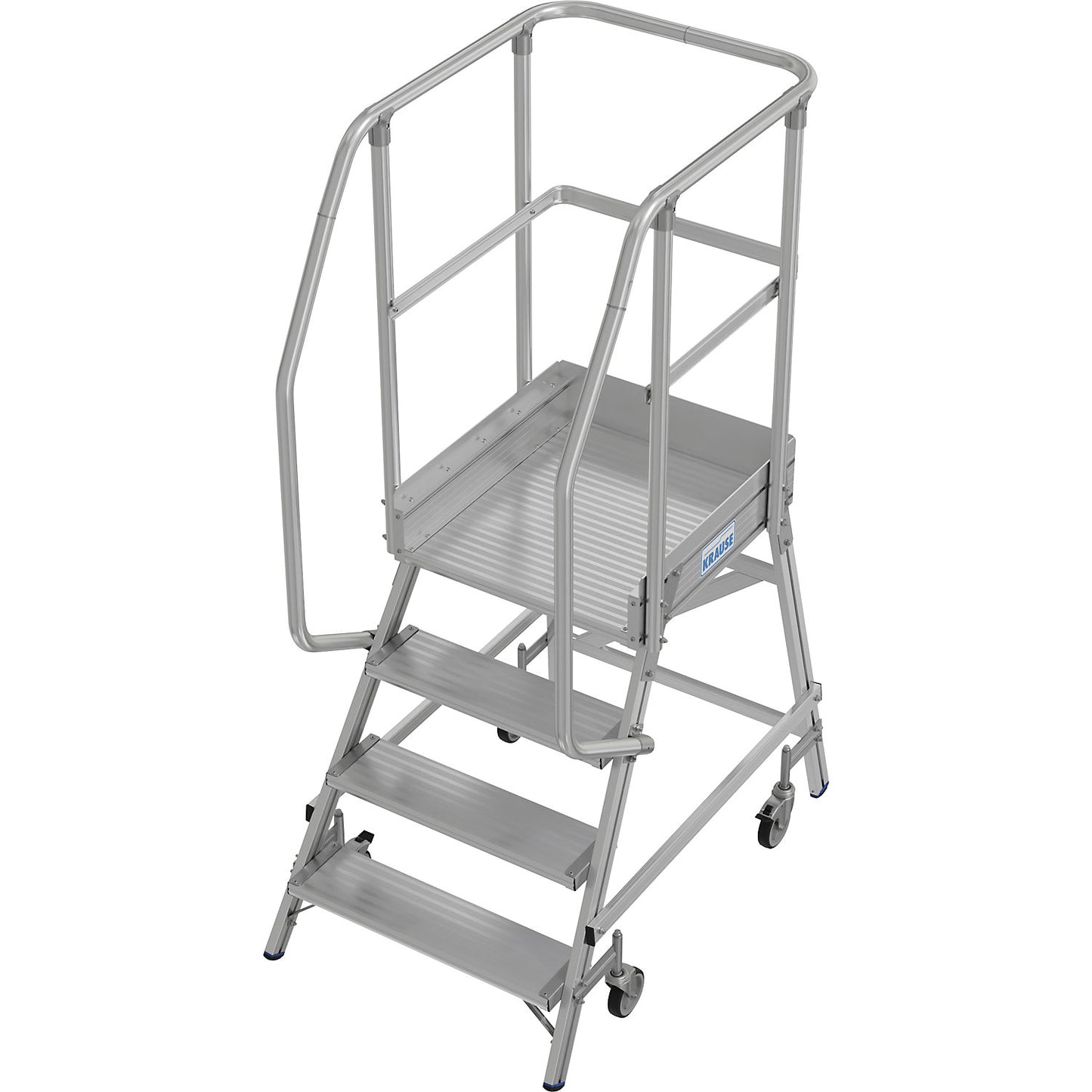 Mobile safety steps, single sided access, foot rail, 4 steps.