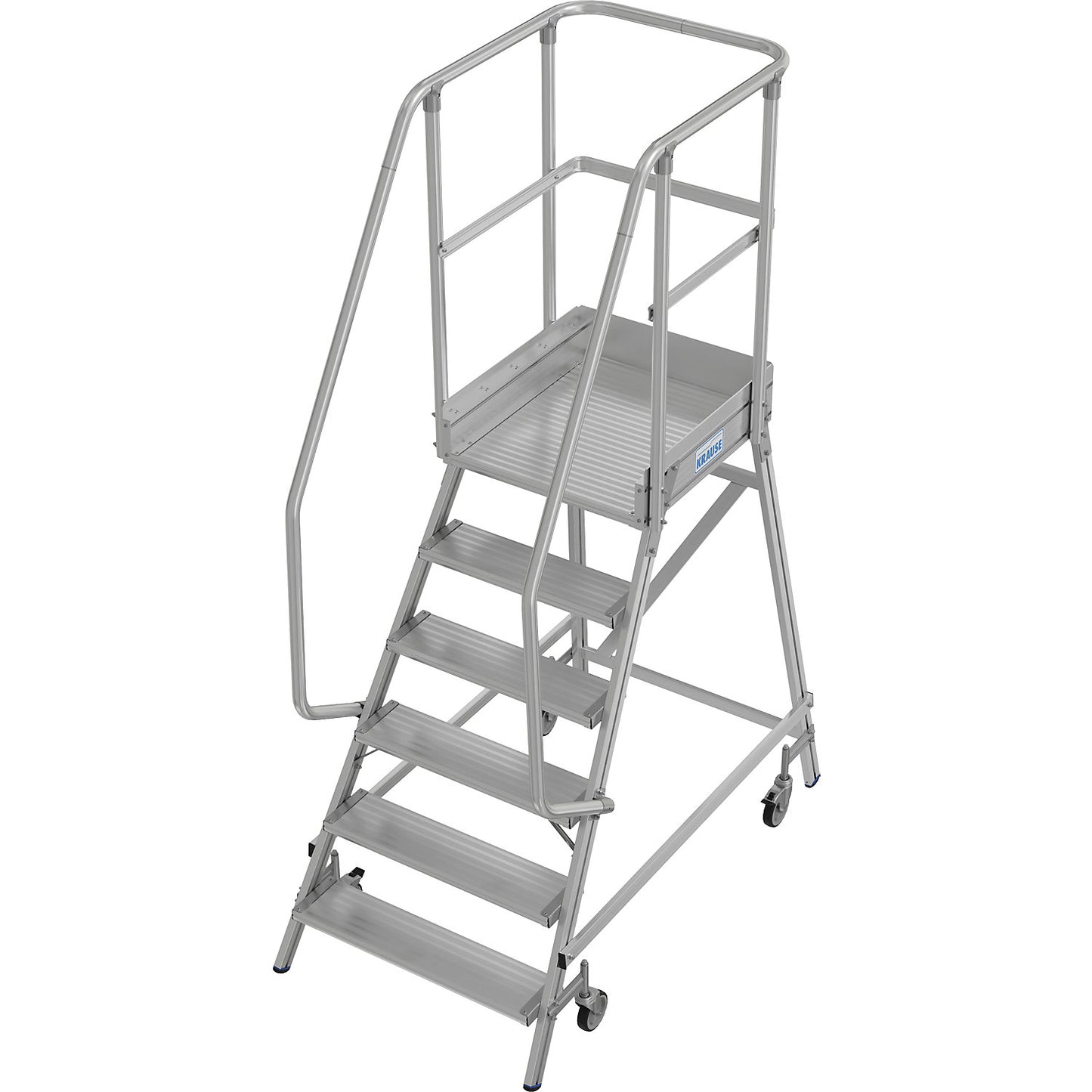 Mobile safety steps, single sided access, foot rail, 6 steps.