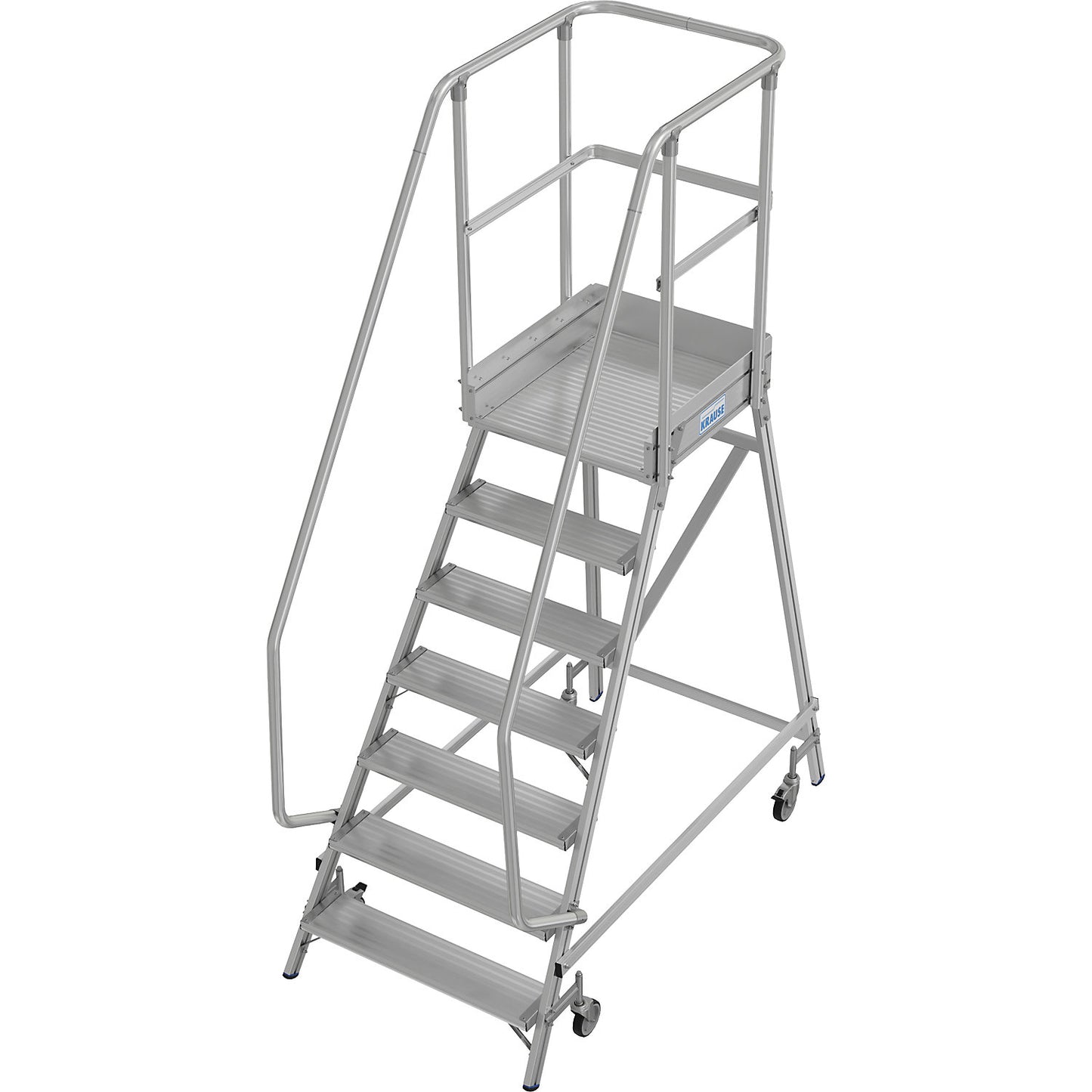 Mobile safety steps, single sided access, foot rail, 7 steps.