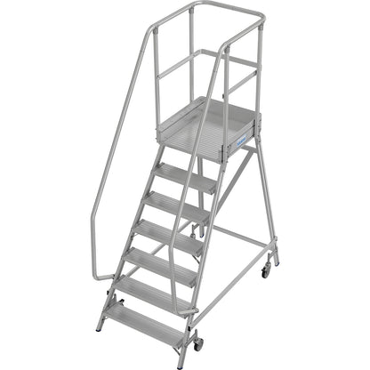 Mobile safety steps, single sided access, foot rail, 7 steps.