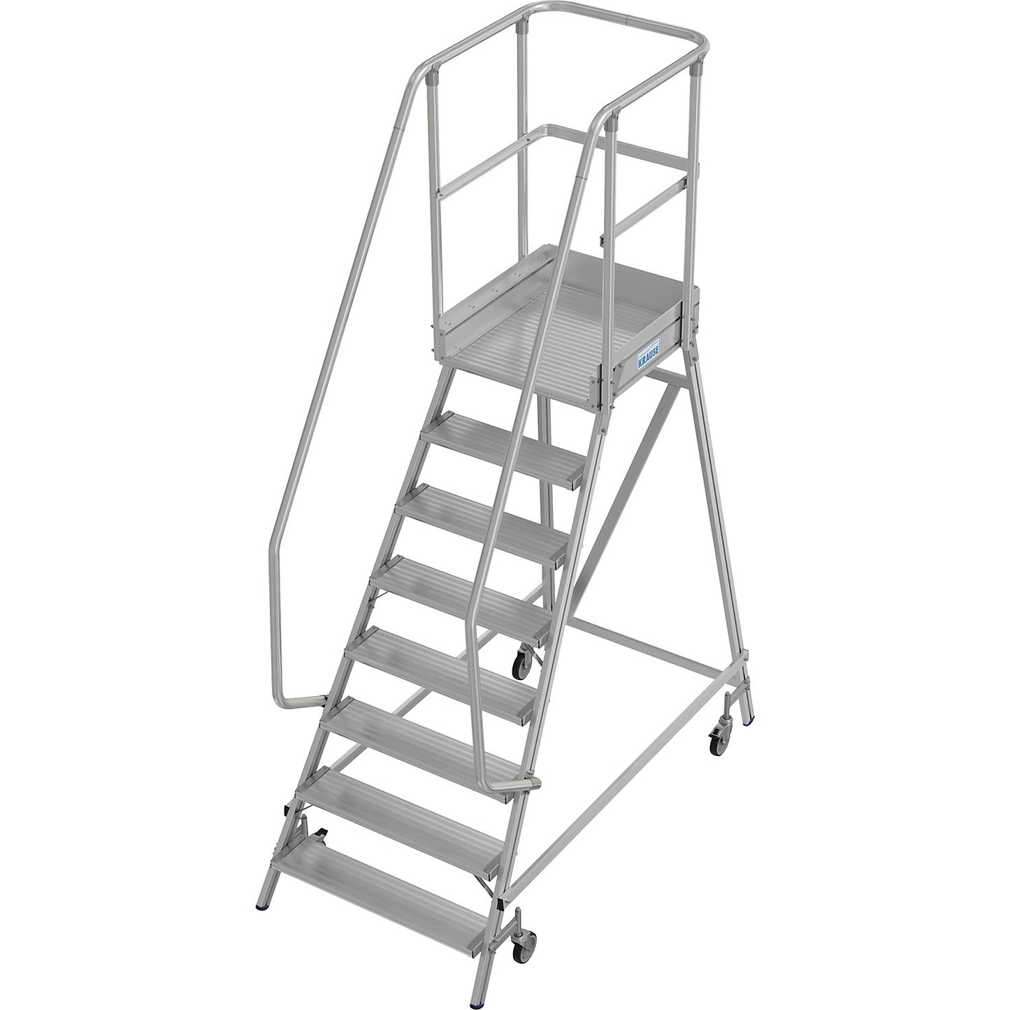 Mobile safety steps, single sided access, foot rail, 8 steps.