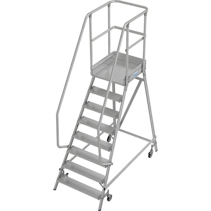 Mobile safety steps, single sided access, foot rail, 8 steps.
