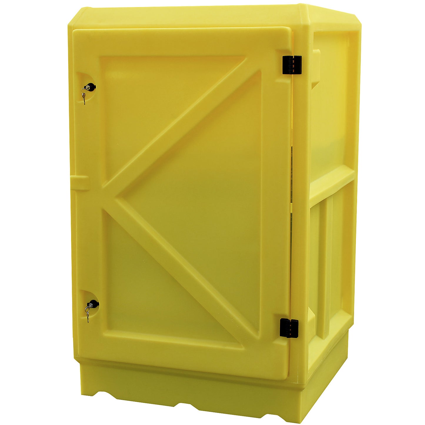 Environmental cupboard made of PE, collection capacity 100 l, 1 PE tray grate, 1 GRP shelf, HxWxD 1520 x 920 x 740 mm.