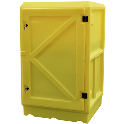 Environmental cupboard made of PE, collection capacity 100 l, 1 PE tray grate, 1 GRP shelf, HxWxD 1520 x 920 x 740 mm.