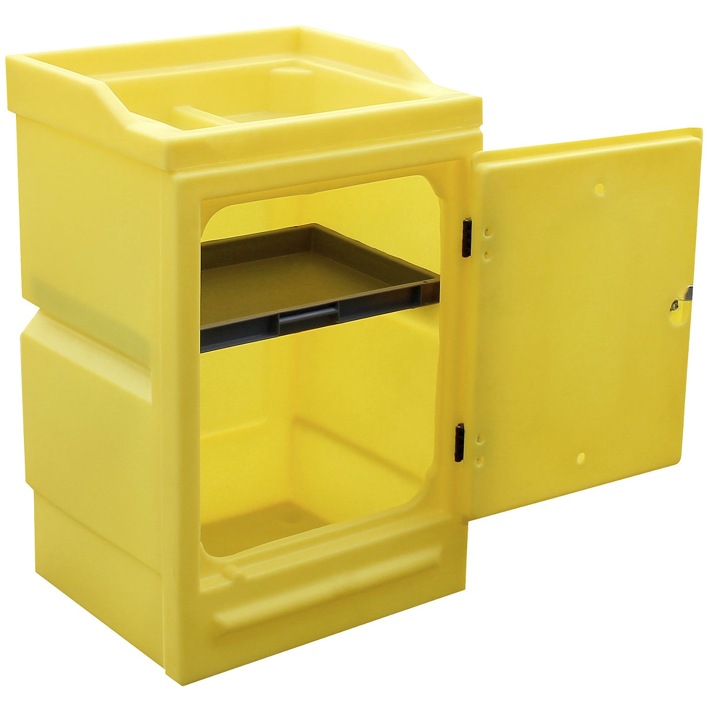 Environmental cupboard made of PE, collection capacity 48 l, 1 PE shelf, HxWxD 980 x 640 x 580 mm.