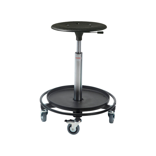 Welding and workshop stool, seat made of impact resistant plastic, seat height 540 - 800 mm, foot ring with foot rest.