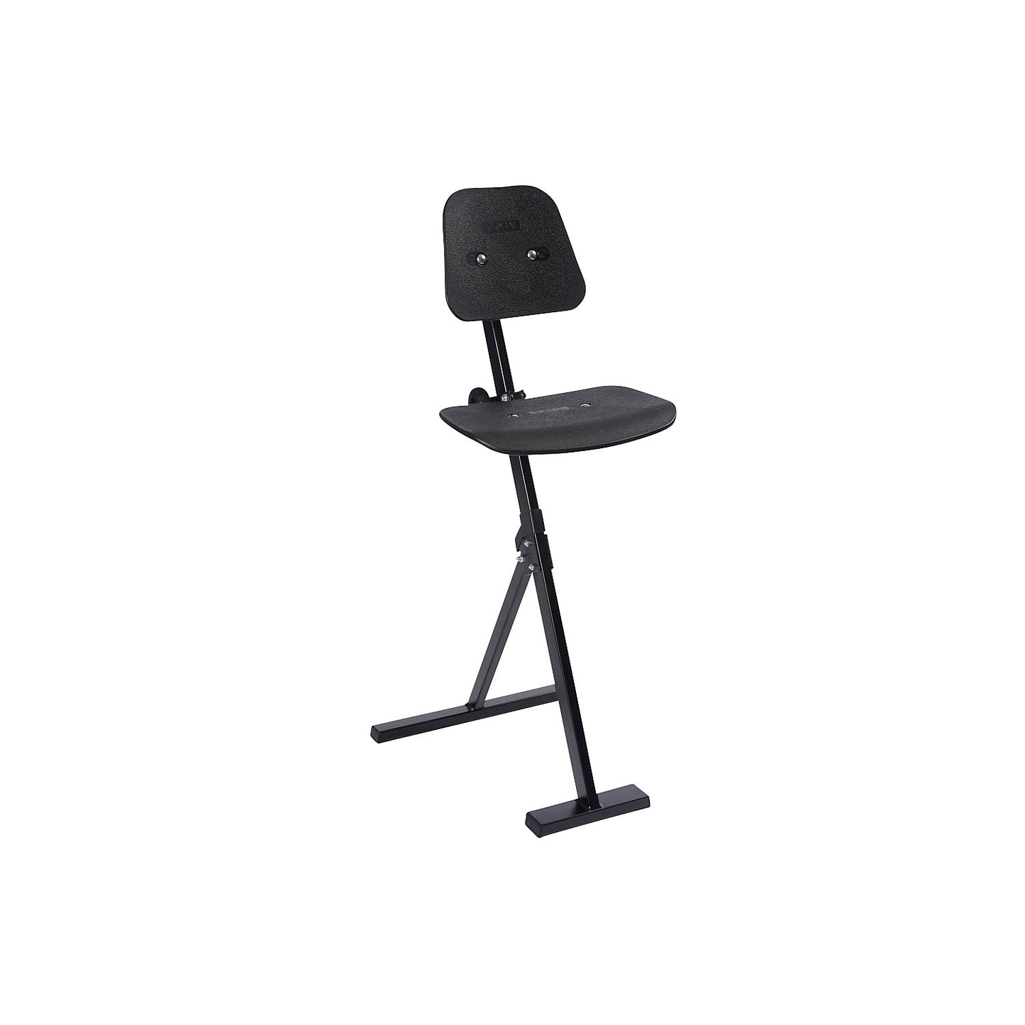 Anti-fatigue stool, steel frame, plastic seat, height adjustment 500 - 850 mm.