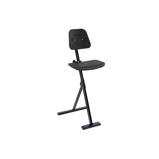 Anti-fatigue stool, steel frame, plastic seat, height adjustment 500 - 850 mm.