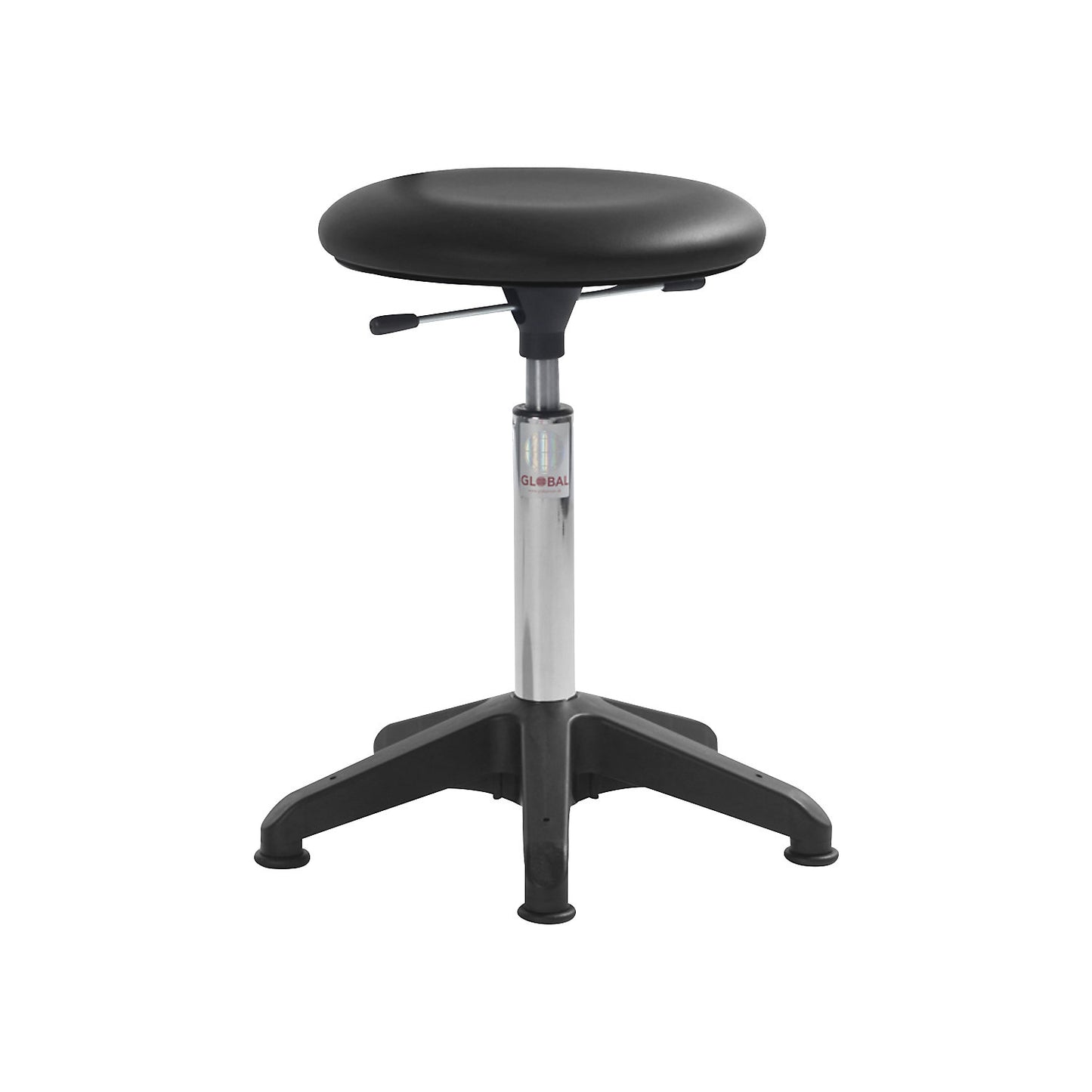 Industrial stool, height adjustable, with floor glides, without back rest, black, height 430 - 560 mm.