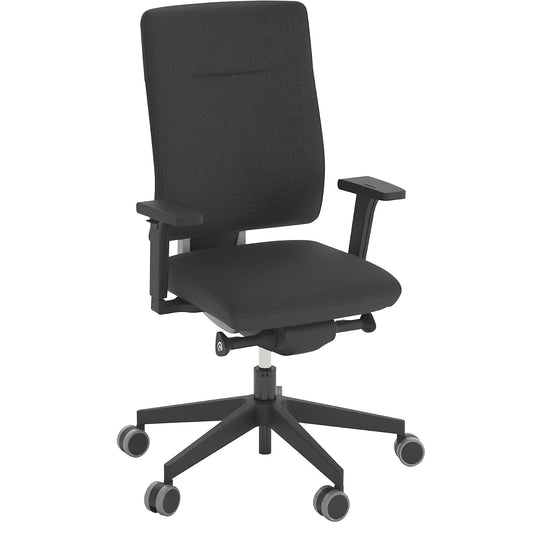 XENON office swivel chair, back rest height 590 mm, upholstered back rest, black.