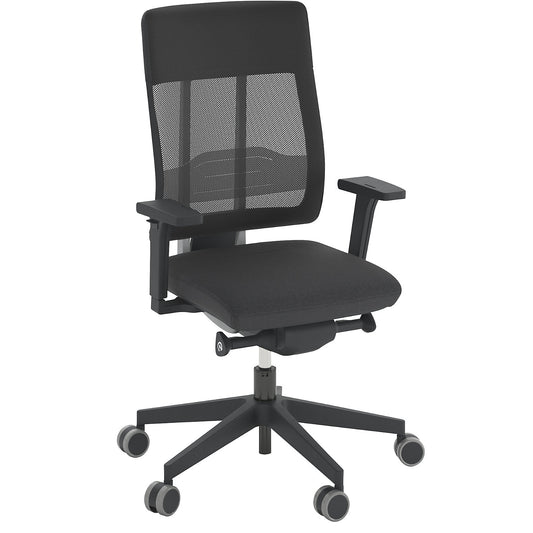 XENON office swivel chair, back rest height 590 mm, mesh covered back rest, black.