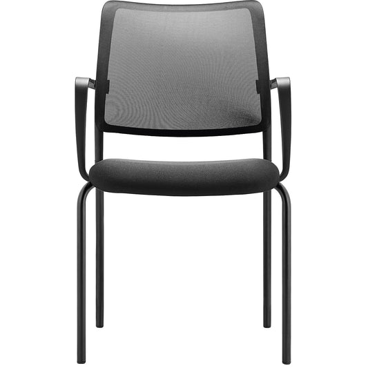 TO-SYNC meet meeting room chair, with mesh back rest, pack of 4, black, with arm rests.