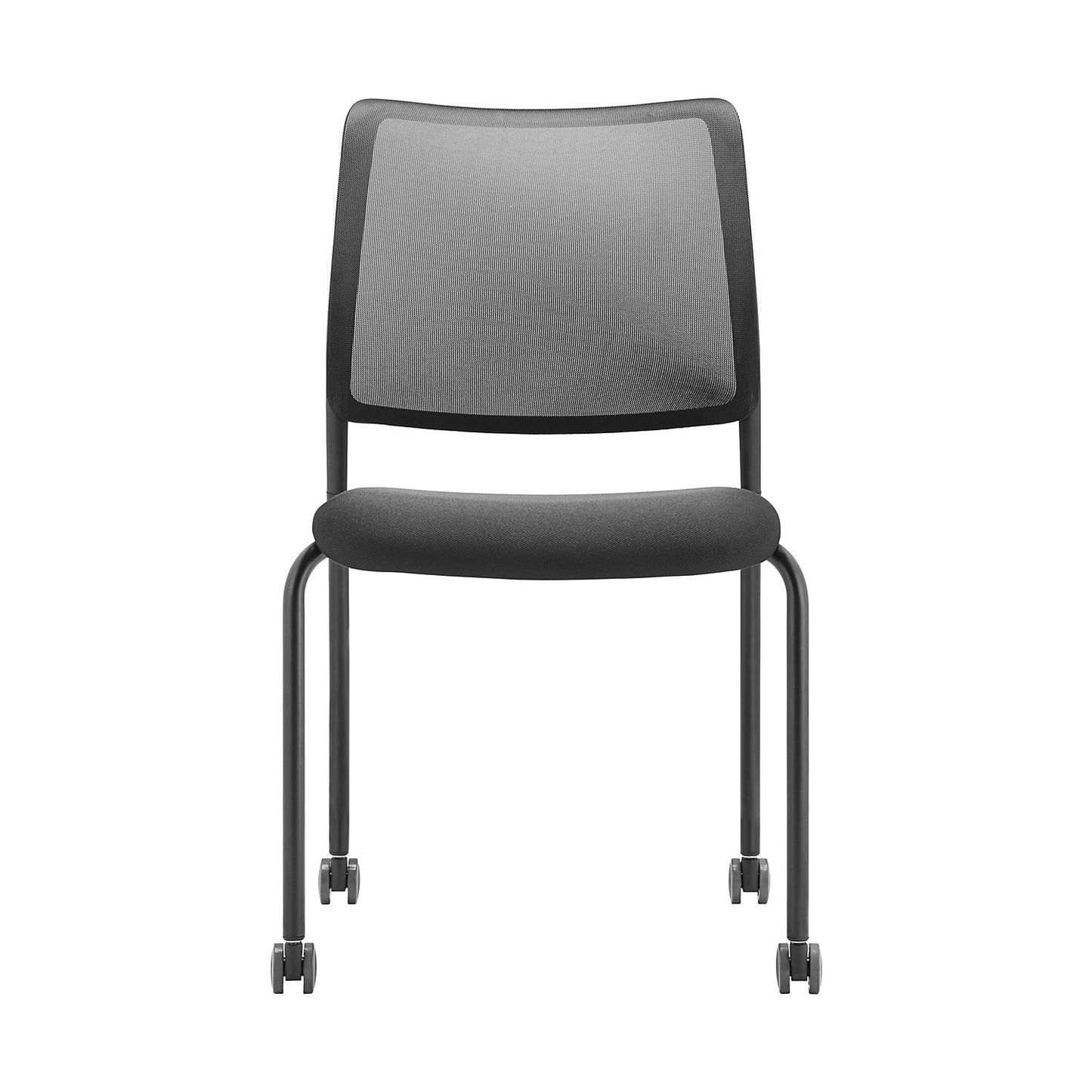 TO-SYNC meet meeting room chair, with mesh back rest, pack of 4, black, with castors.