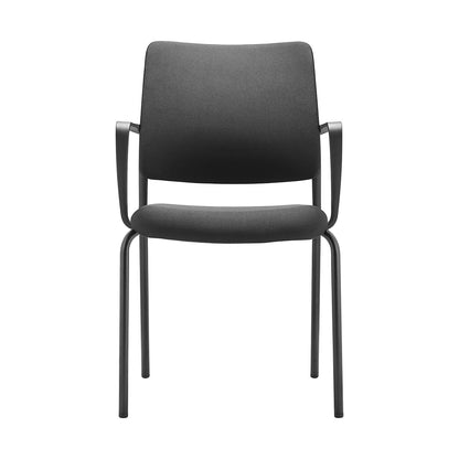 TO-SYNC meet meeting room chair, with upholstered back rest, pack of 4, black, with arm rests.