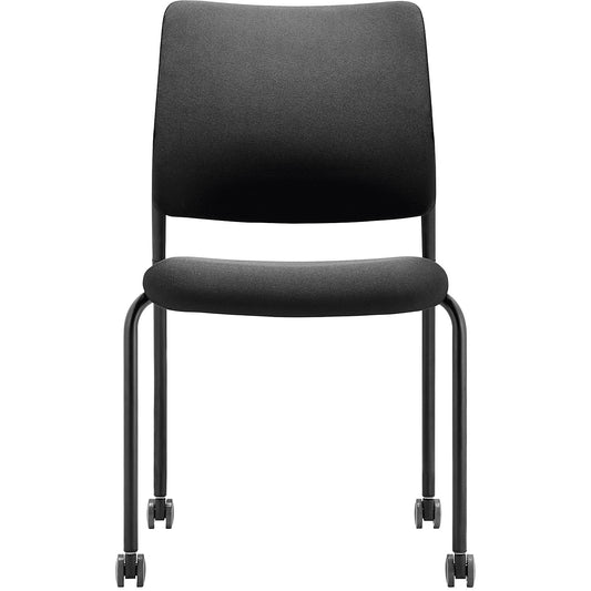 TO-SYNC meet meeting room chair, with upholstered back rest, pack of 4, black, with castors.