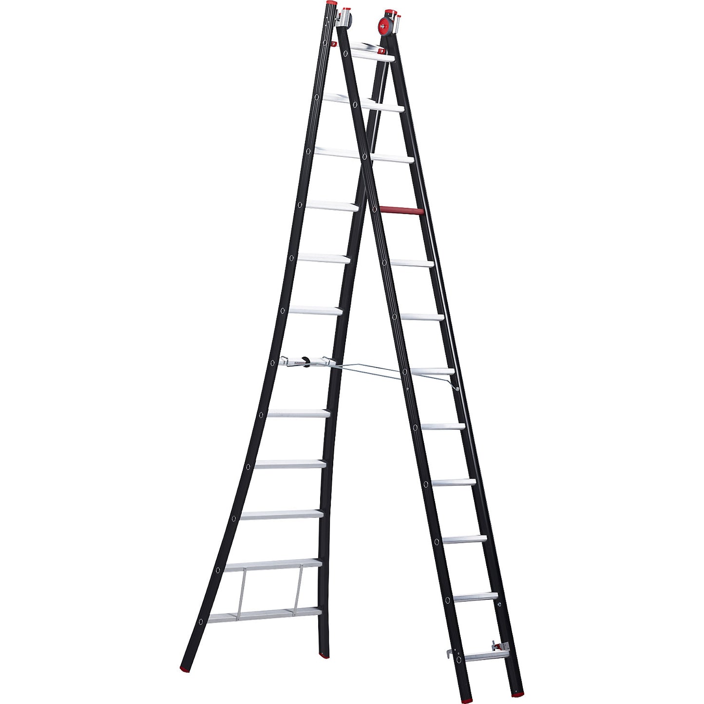 NEVADA multi purpose ladder, 2-part, black, 2 x 12 rungs.