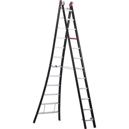 NEVADA multi purpose ladder, 2-part, black, 2 x 12 rungs.