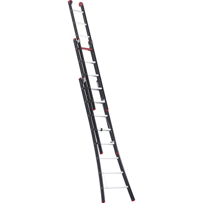 NEVADA multi purpose ladder, 3-part, black, 3 x 8 rungs.