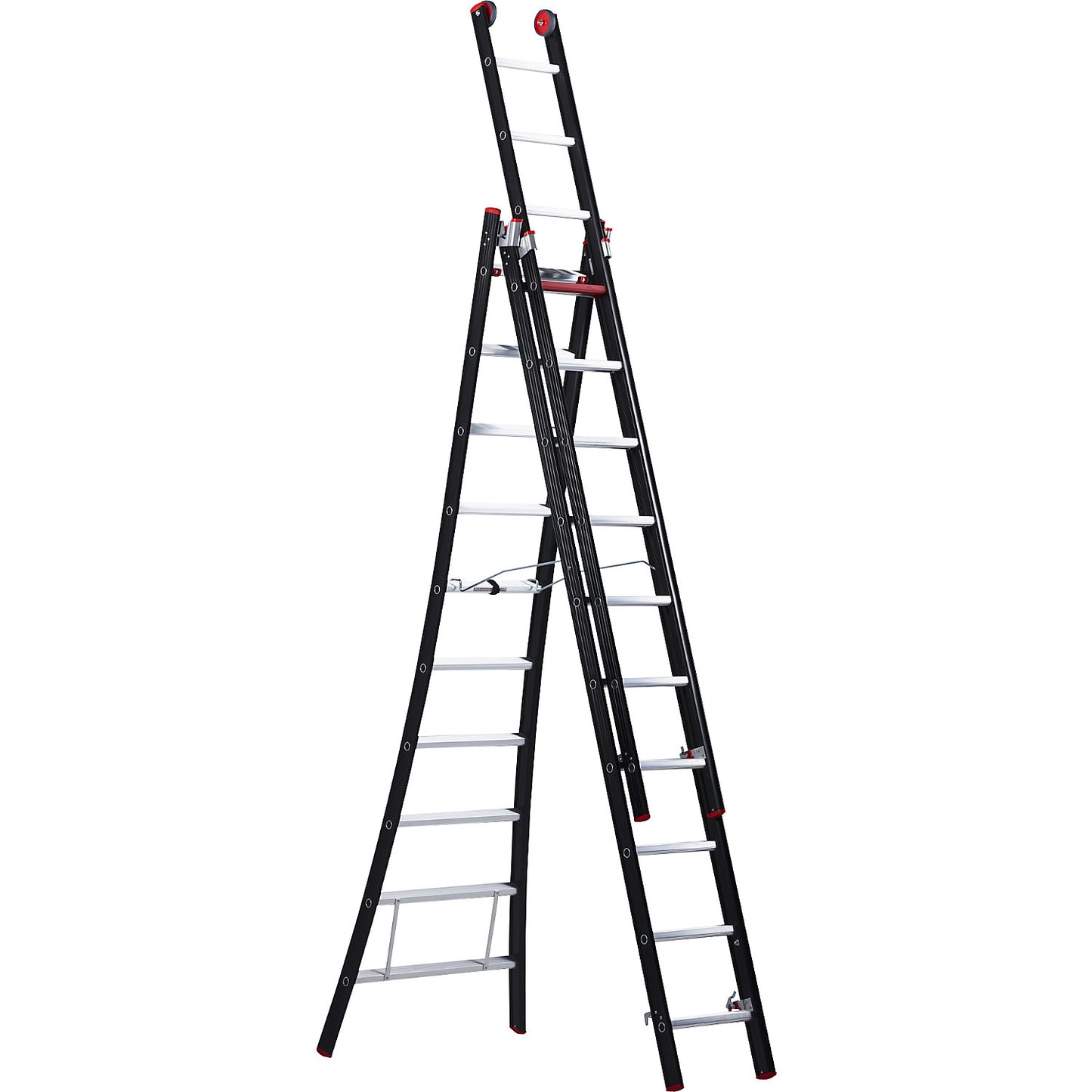 NEVADA multi purpose ladder, 3-part, black, 3 x 10 rungs.