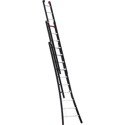 NEVADA multi purpose ladder, 3-part, black, 3 x 10 rungs.