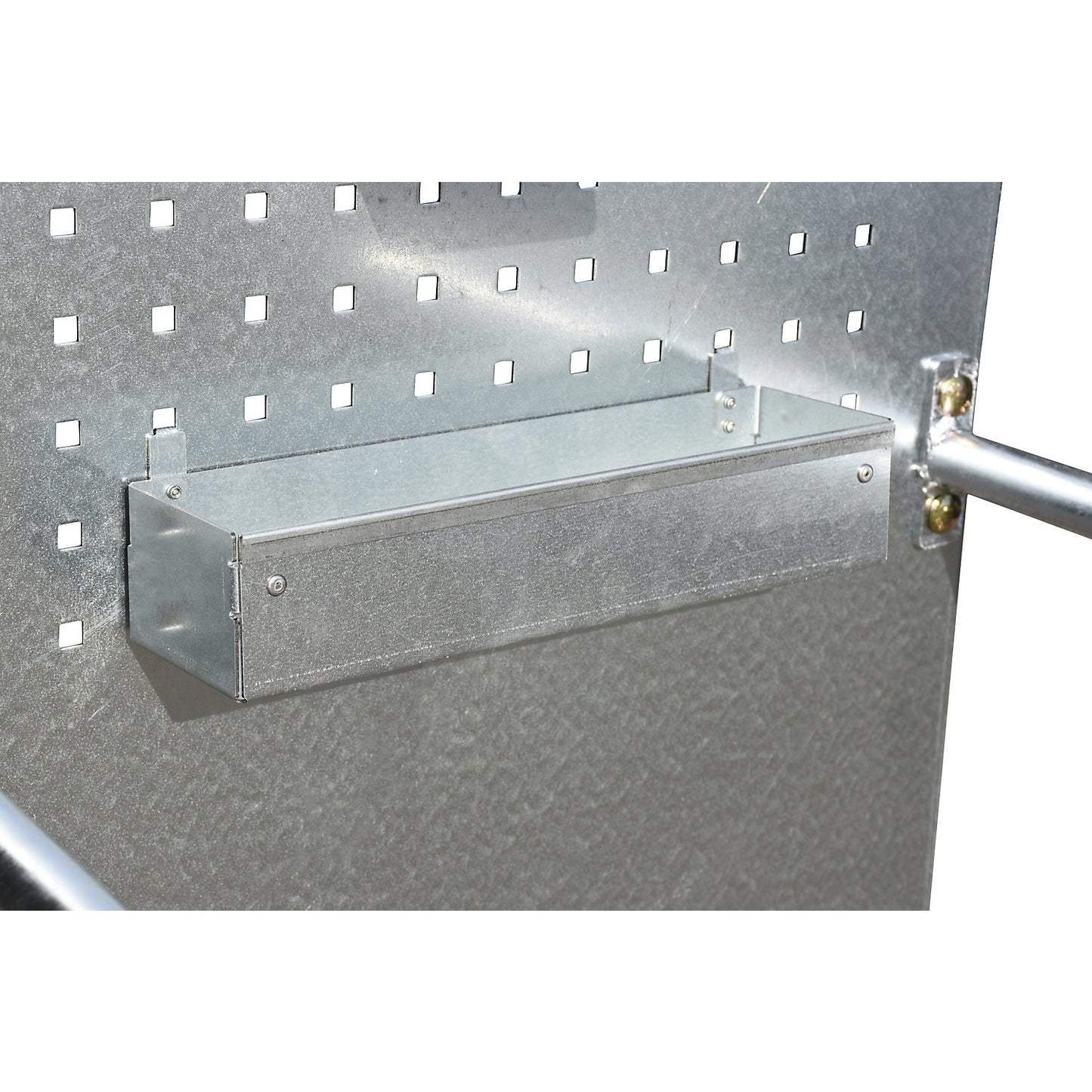 Tool tray, for mobile sump tray, with perforated panel.