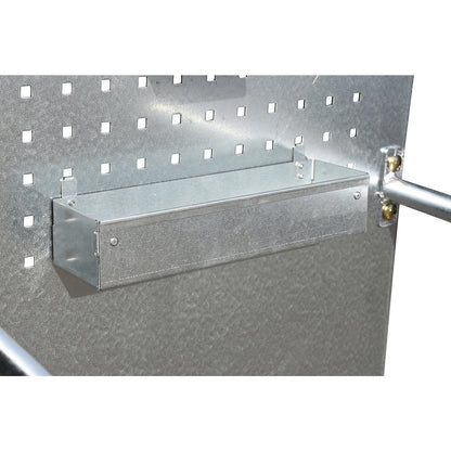 Tool tray, for mobile sump tray, with perforated panel.
