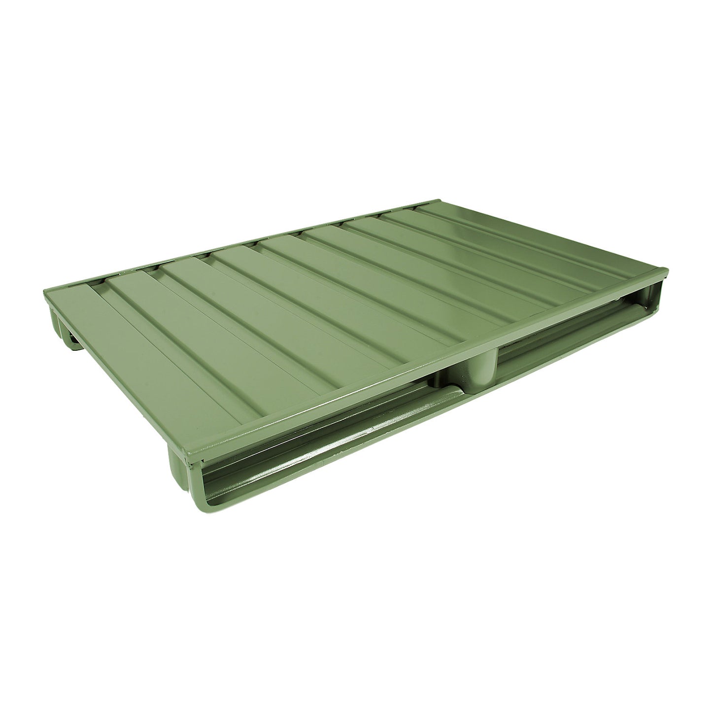 Flat steel pallet, LxW 1000 x 800 mm, max. load 2000 kg, reseda green.