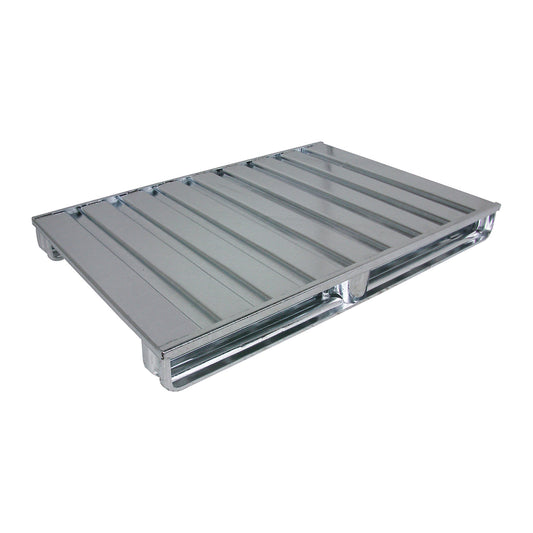 Flat steel pallet, LxW 1200 x 800 mm, max. load 2000 kg, zinc plated.