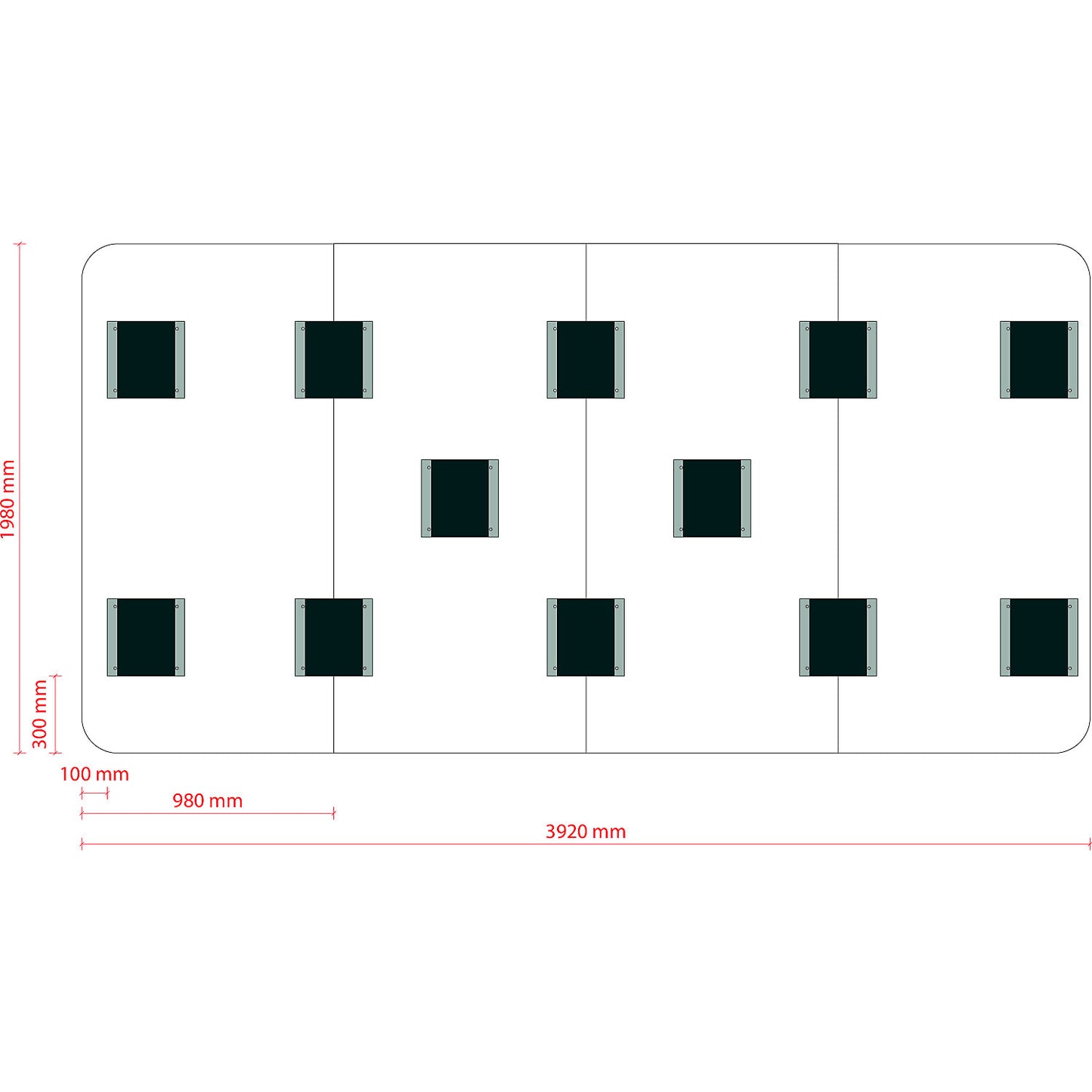 Design XXL whiteboard VisuWall Curve, sheet steel, enamel, WxH 3920 x 1980 mm, white.
