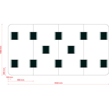Design XXL whiteboard VisuWall Curve, sheet steel, enamel, WxH 3920 x 1980 mm, white.