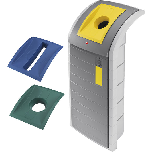 ProfiLine recyclable waste container WSB Design XXXL, capacity 120 l, incl. 3 lid inserts, grey.