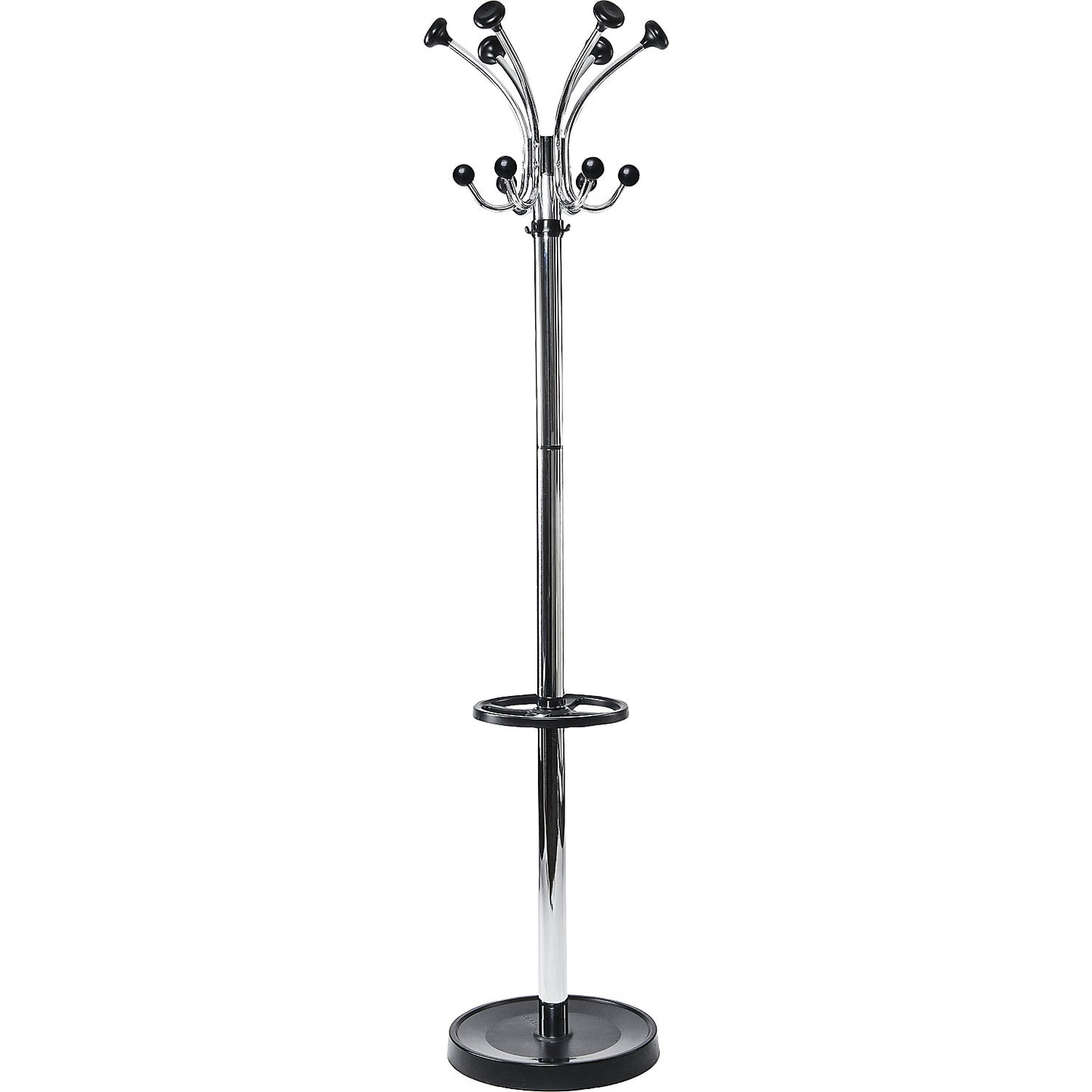 MAULnebula coat stand, with 20 hooks and umbrella holder, silver / black.