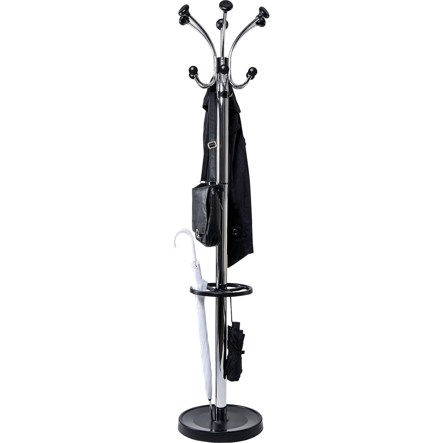 MAULnebula coat stand, with 20 hooks and umbrella holder, silver / black.