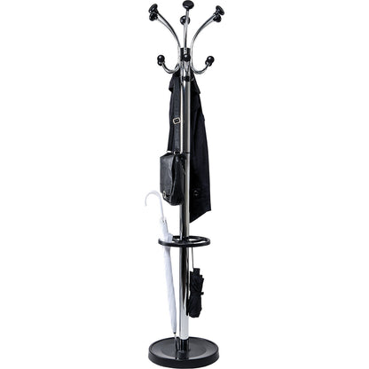 MAULnebula coat stand, with 20 hooks and umbrella holder, silver / black.